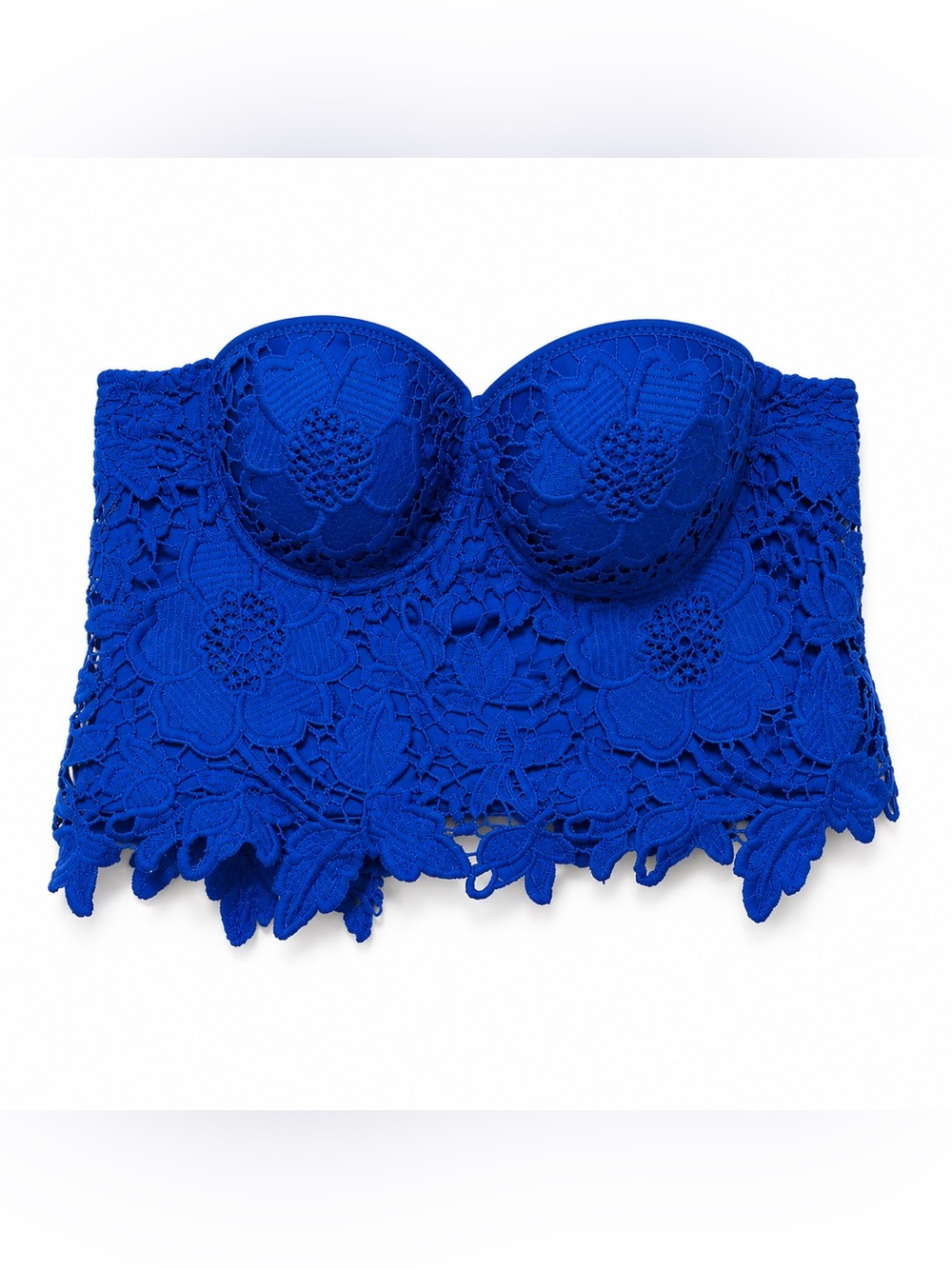 Cherry Koko Royal Blue Floral Lace Bustier Corset Top Strapless Party Aesthetic - Picture 2 of 5